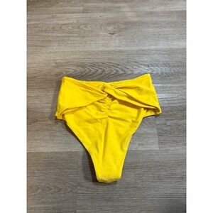 B FYNE High Waisted Twisted Ruched Bikini Bottoms Yellow Size M